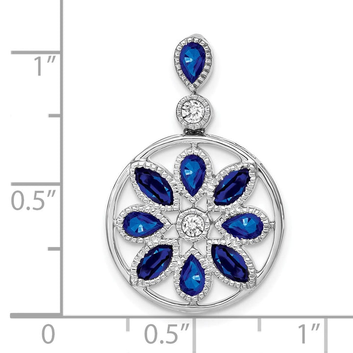14K White Gold 1.435 ct Sapphire and Diamond Chain Slide