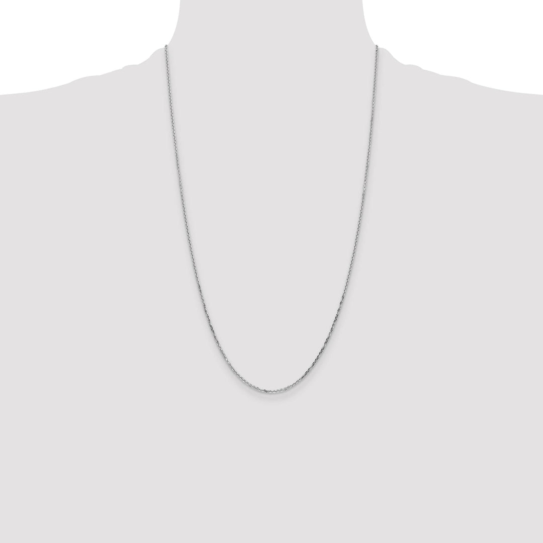 14K White Gold 1.4mm D.C. Round Open Link Cable Chain 26 Inch
