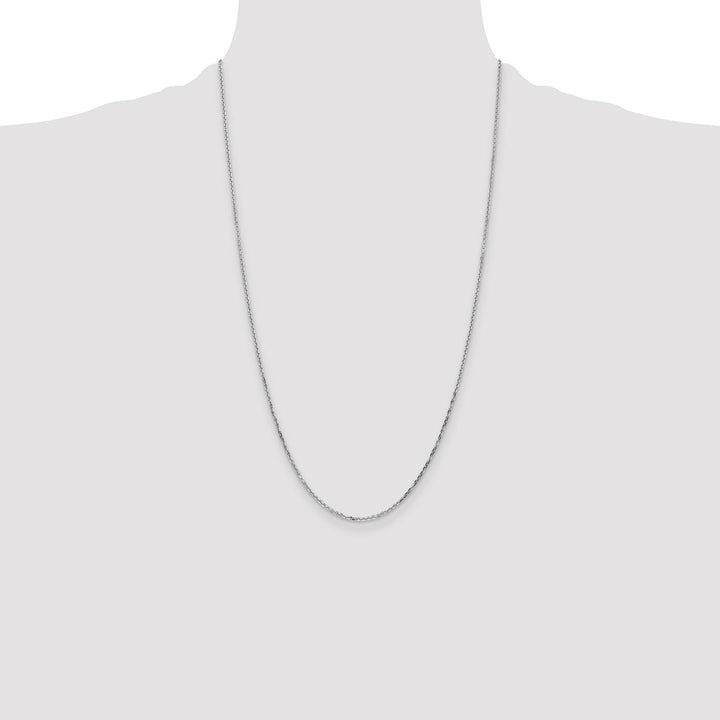 14K White Gold 1.4mm D.C. Round Open Link Cable Chain 26 Inch