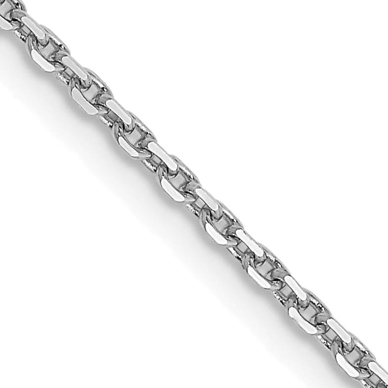 14K White Gold 1.4mm D.C. Round Open Link Cable Chain 26 Inch