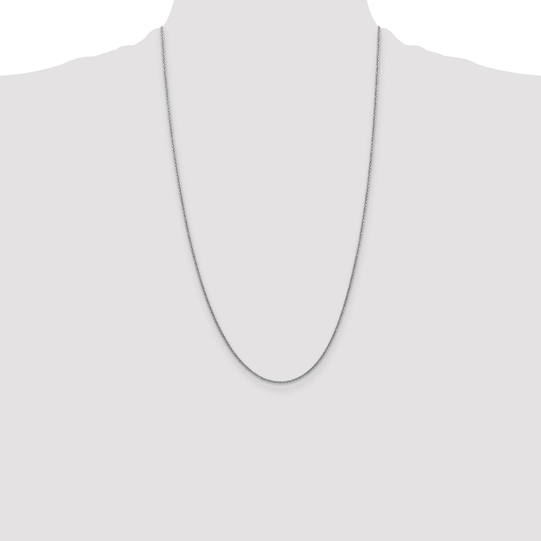 14K White Gold 1.4mm Round Open Link Cable Chain 26 Inch