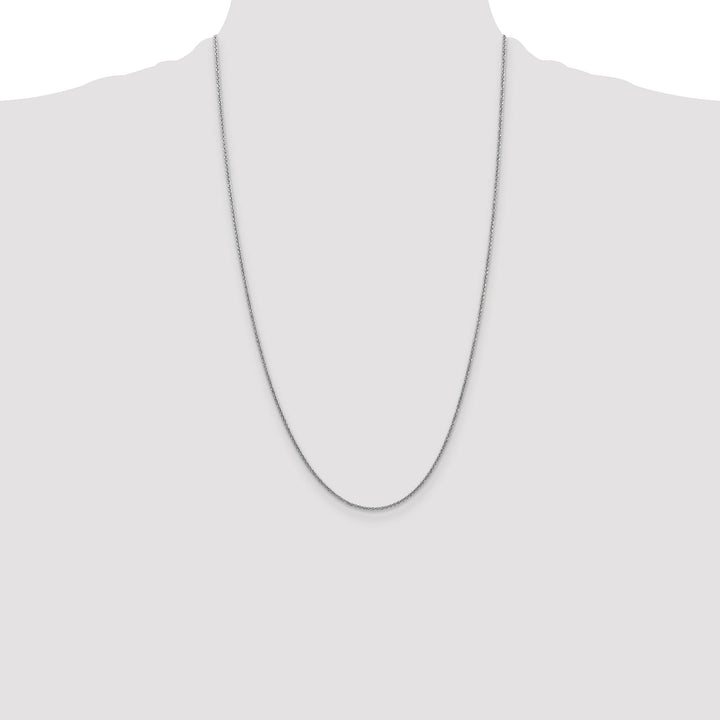 14K White Gold 1.4mm Round Open Link Cable Chain 26 Inch