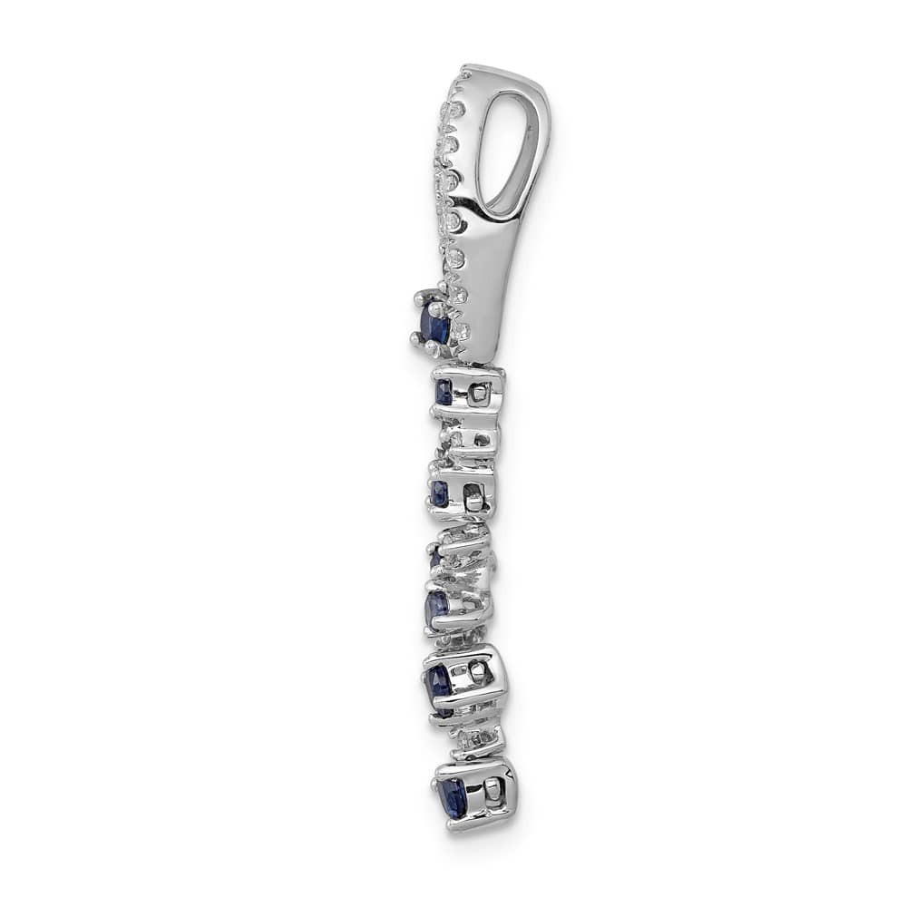 14K White Gold 1/5 carat Diamond and .36 Sapphire Slide