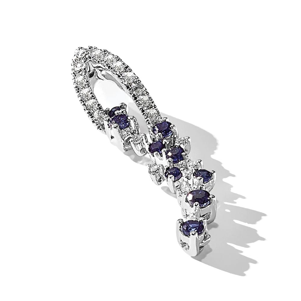 14K White Gold 1/5 carat Diamond and .36 Sapphire Slide