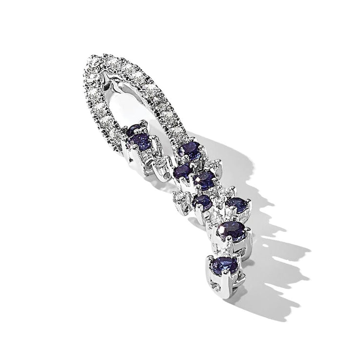 14K White Gold 1/5 carat Diamond and .36 Sapphire Slide