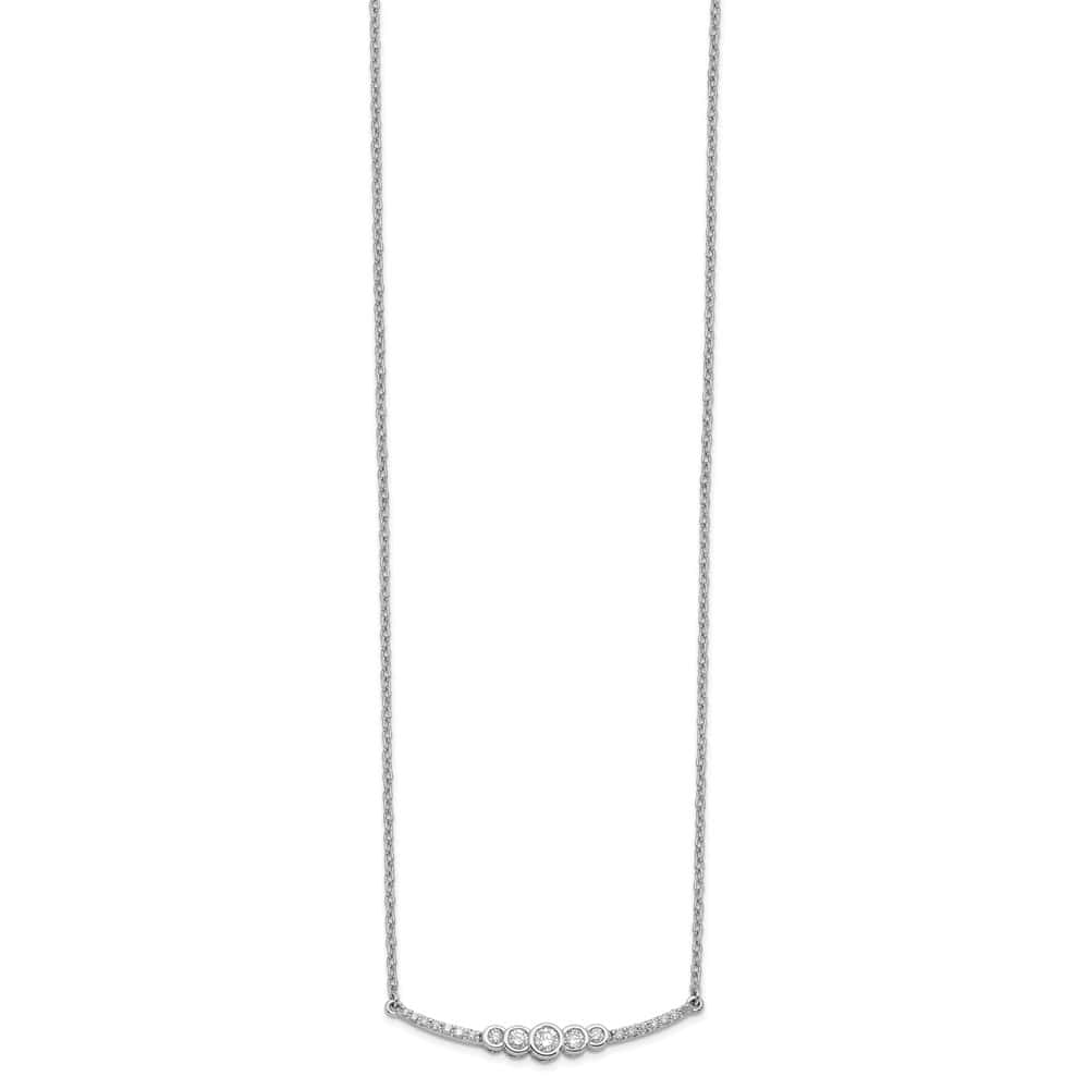 14K White Gold 1/5 carat Diamond Bezel-set Curved Bar 18 inch Necklace