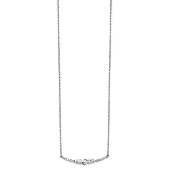 14K White Gold 1/5 carat Diamond Bezel-set Curved Bar 18 inch Necklace