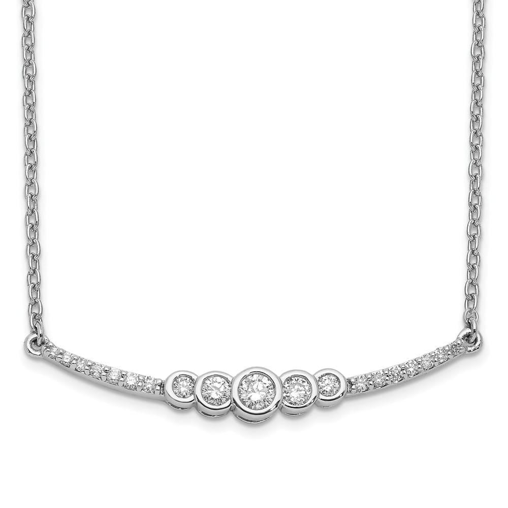 14K White Gold 1/5 carat Diamond Bezel-set Curved Bar 18 inch Necklace
