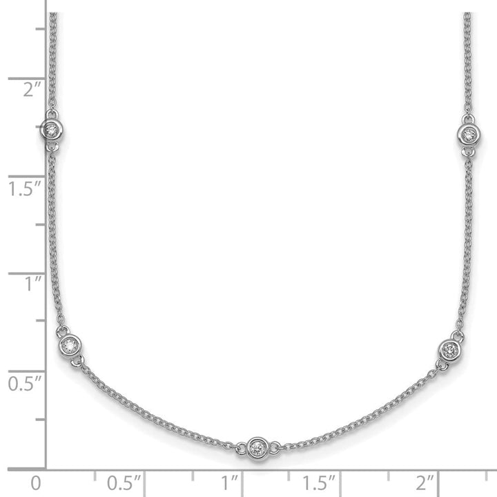 14K White Gold 1/5 carat Diamond Chain 13-Station 16 inch Necklace