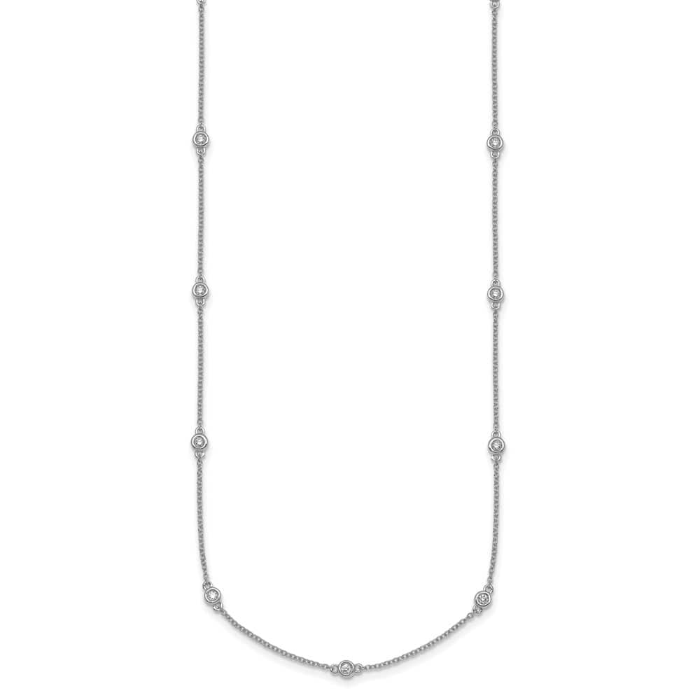 14K White Gold 1/5 carat Diamond Chain 13-Station 16 inch Necklace