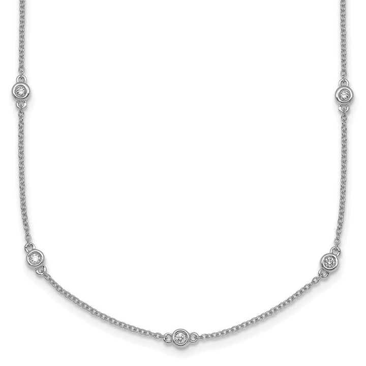 14K White Gold 1/5 carat Diamond Chain 13-Station 16 inch Necklace