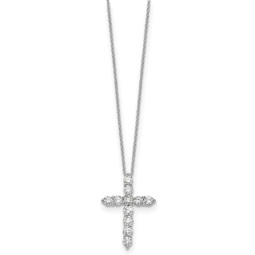 14K White Gold 1.5 carat Diamond Cross Pendant 18 inch Necklace