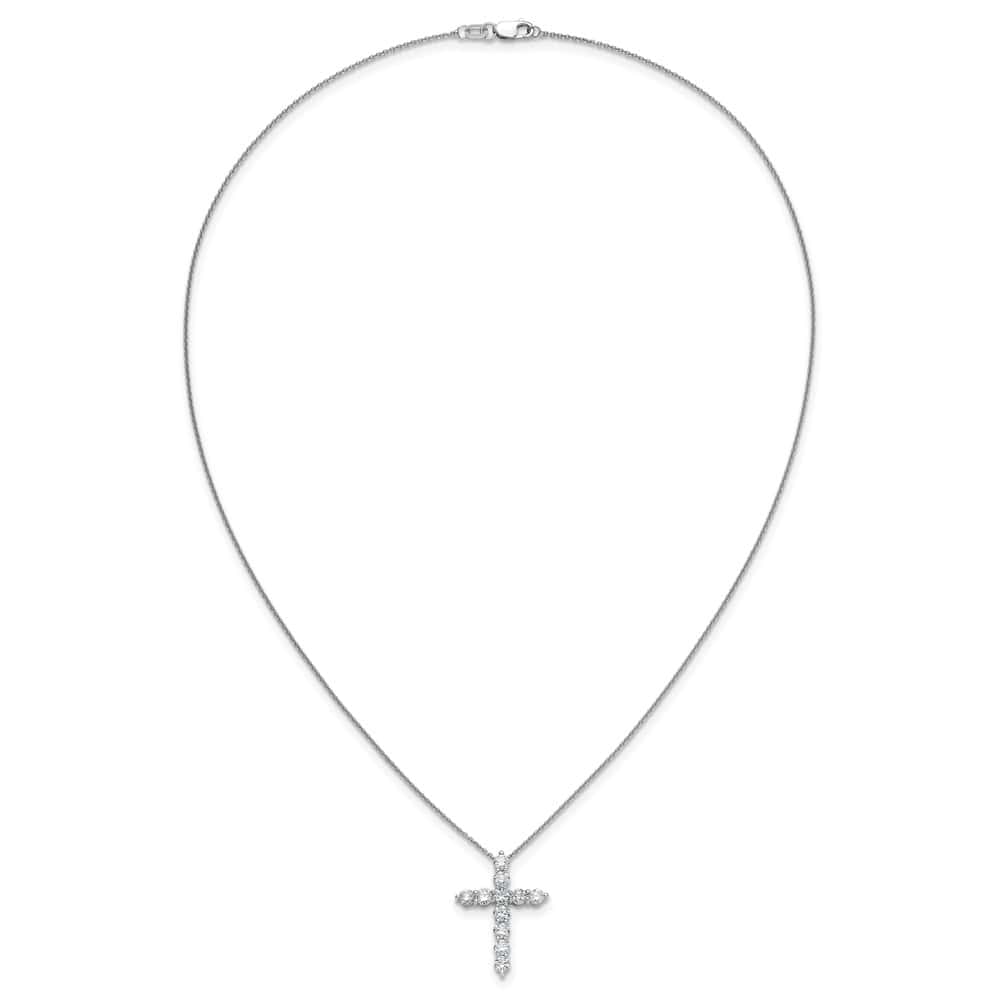14K White Gold 1.5 carat Diamond Cross Pendant 18 inch Necklace
