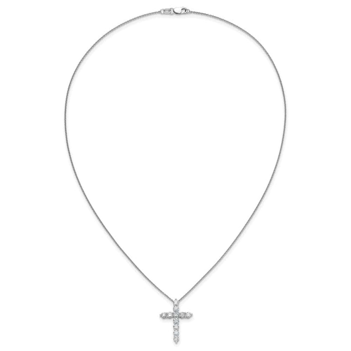 14K White Gold 1.5 carat Diamond Cross Pendant 18 inch Necklace