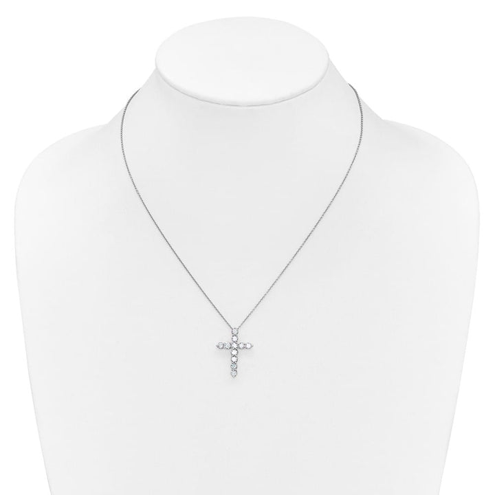 14K White Gold 1.5 carat Diamond Cross Pendant 18 inch Necklace