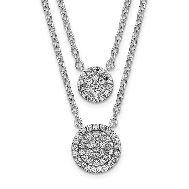 14K White Gold 1/5 carat Diamond Double Strand 18 inch Necklace