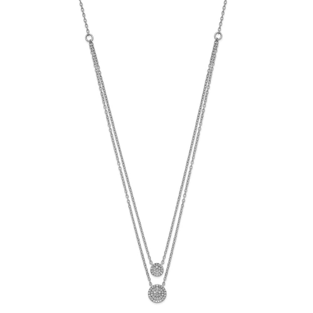14K White Gold 1/5 carat Diamond Double Strand 18 inch Necklace