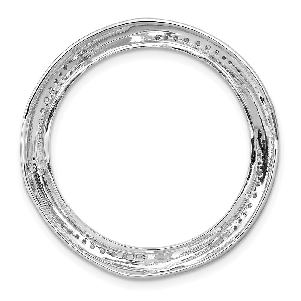14K White Gold 1/5 Carat Diamond Fancy Twist Circle Chain Slide