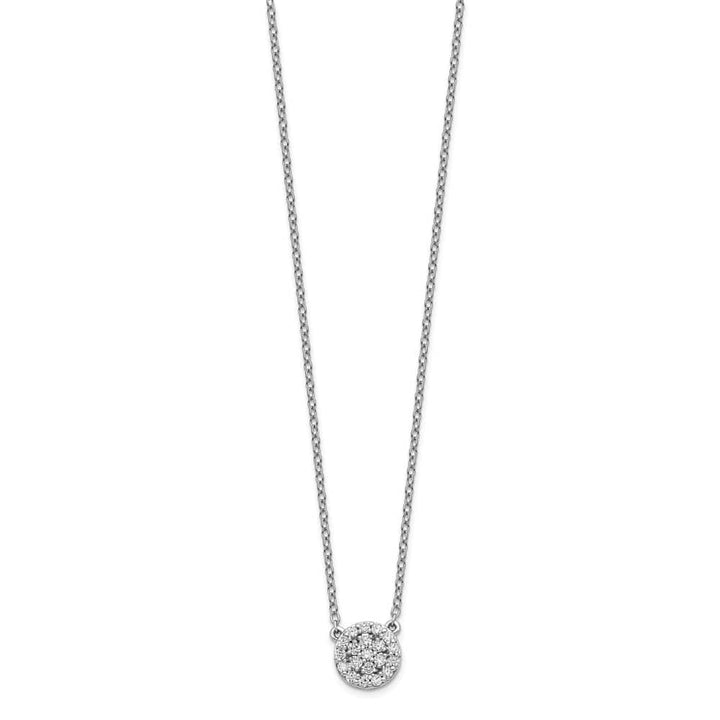 14K White Gold 1/5 carat Diamond Halo Cluster 18 inch Necklace