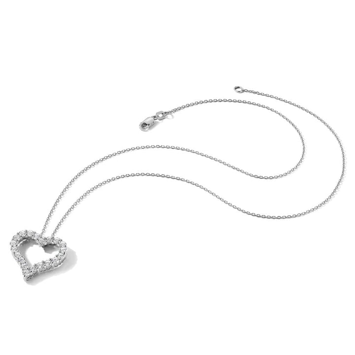 14K White Gold 1.5 carat Diamond Heart 18 inch Necklace