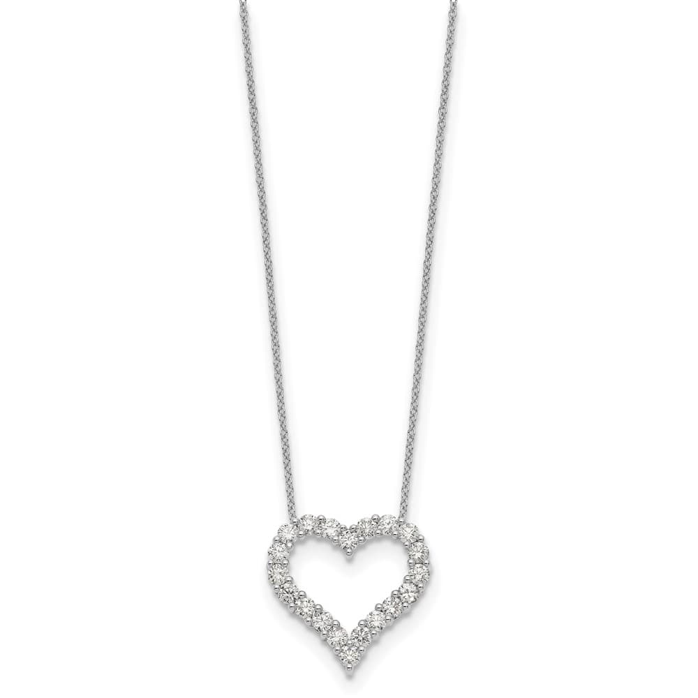14K White Gold 1.5 carat Diamond Heart 18 inch Necklace