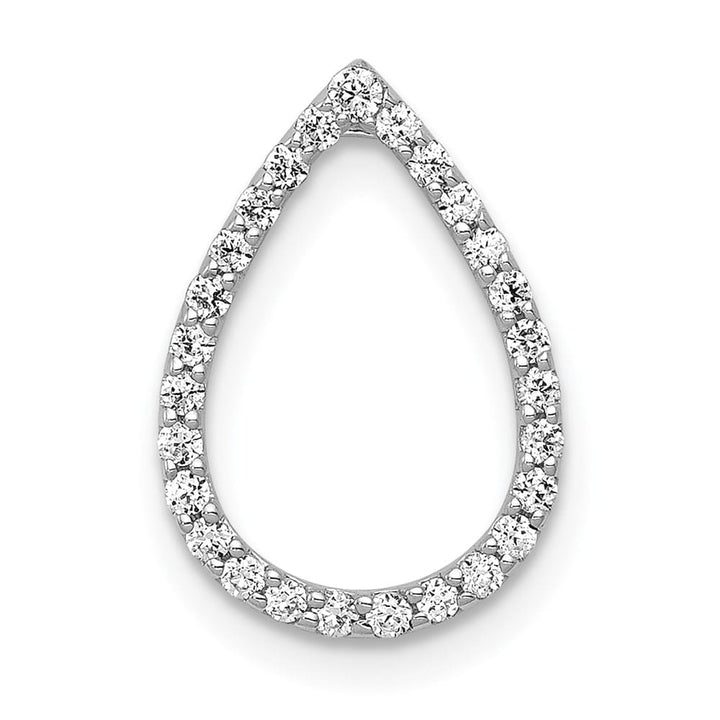14K White Gold 1/5 Carat Diamond Teardrop Chain Slide