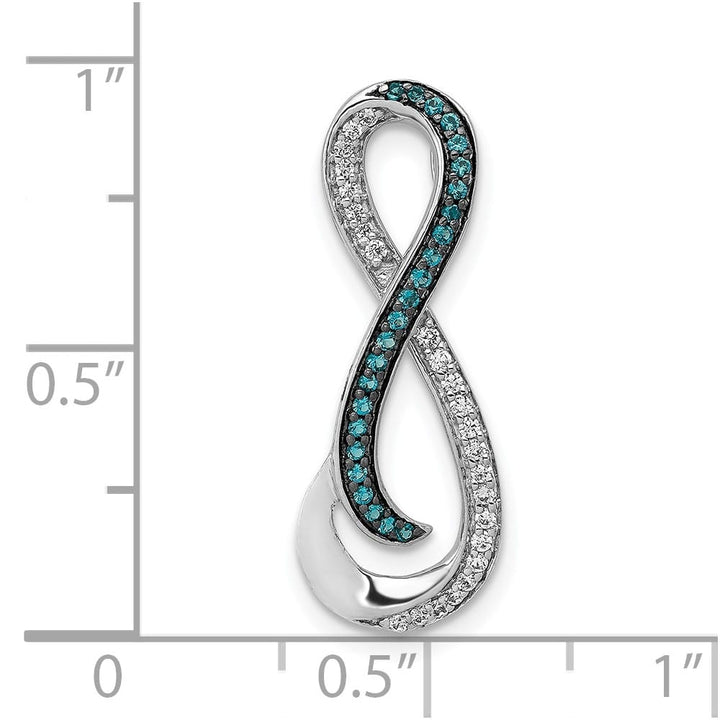 14K White Gold 1/5 Carat White and Blue Diamond Infinity Chain Slide