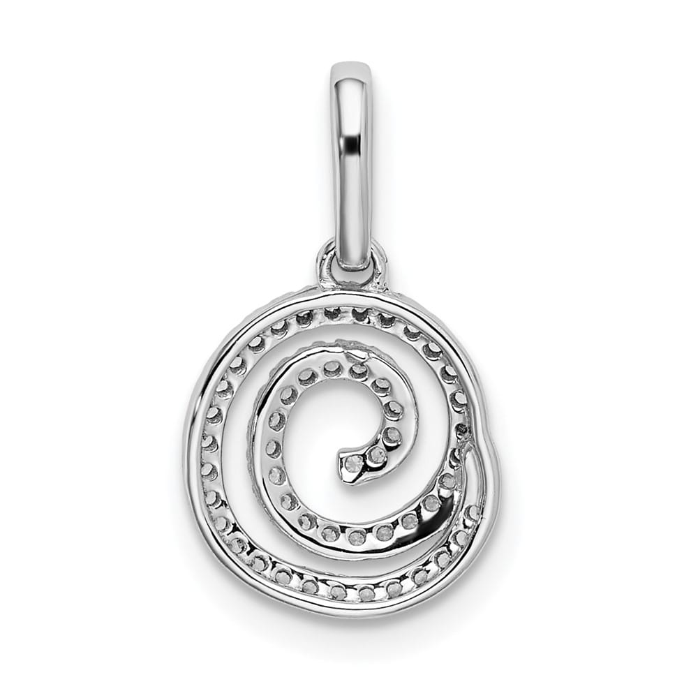 14K White Gold 1/5 ct Diamond Circle Swirl Pendant
