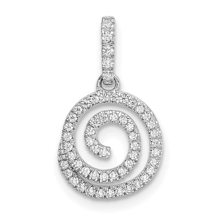 14K White Gold 1/5 ct Diamond Circle Swirl Pendant