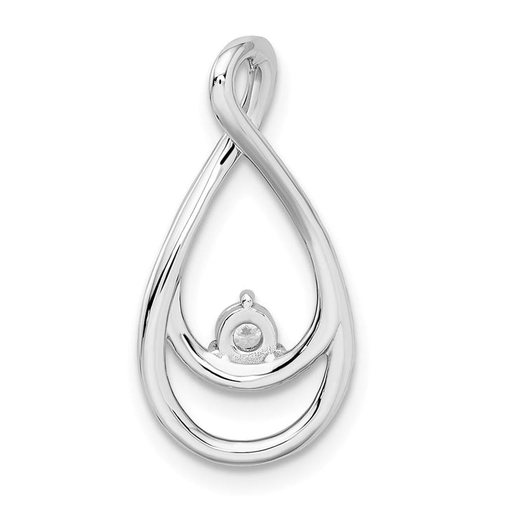 14K White Gold 1/5 ct Diamond Double Teardrop Chain Slide