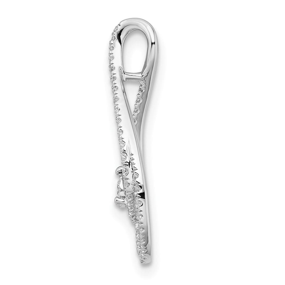 14K White Gold 1/5 ct Diamond Double Teardrop Chain Slide