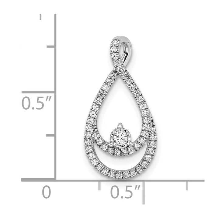 14K White Gold 1/5 ct Diamond Double Teardrop Chain Slide