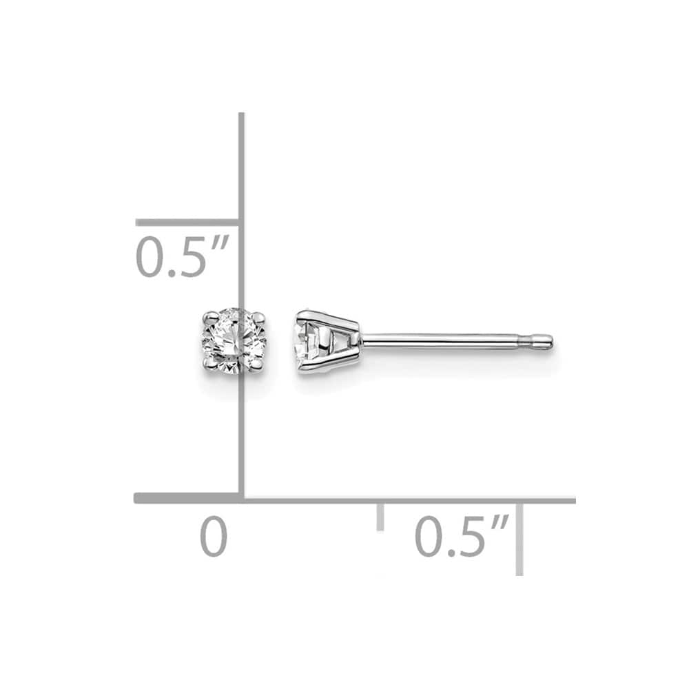 14K White Gold 1/5 ct I1 J-K Diamond Push Back Stud Earrings