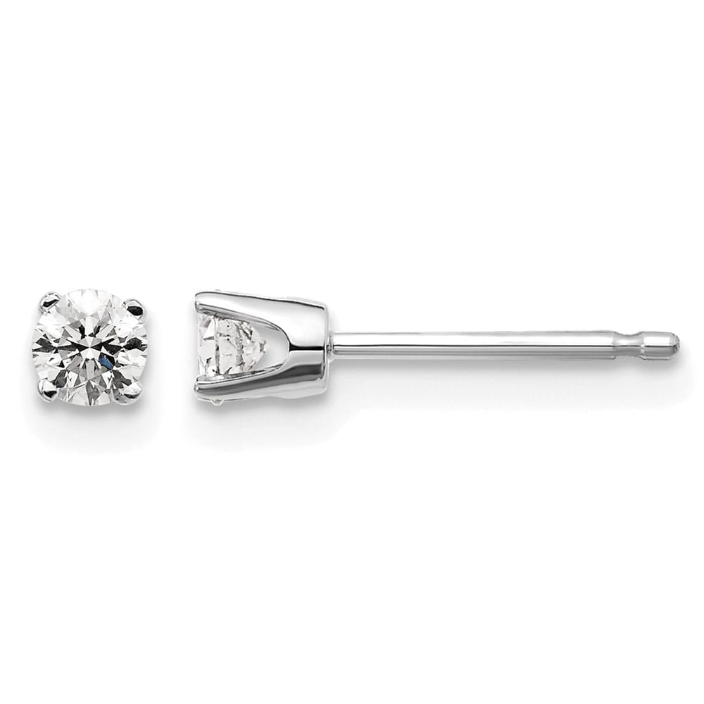 14K White Gold 1/5 ct I2 K-L Diamond Push Back Stud Earrings