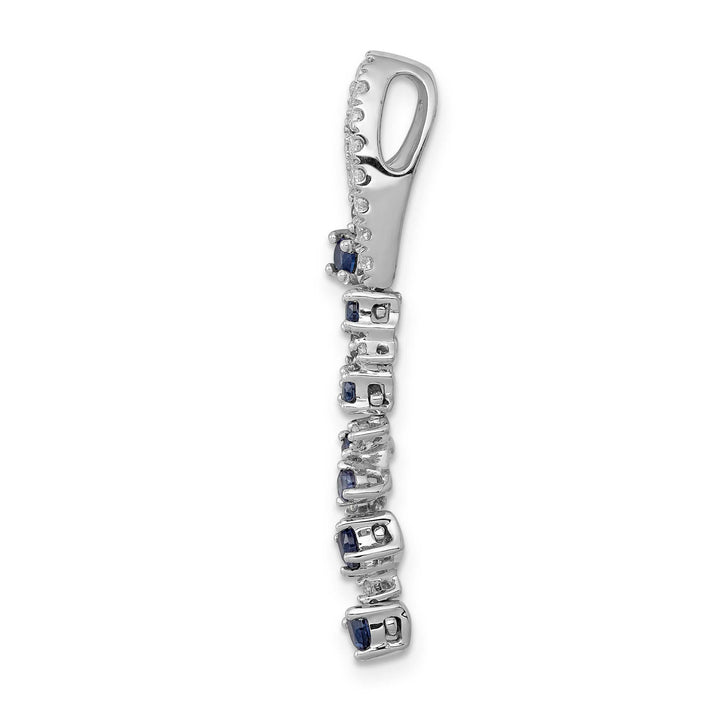 14K White Gold 1/5 ct Lab Grown Diamond & Blue Sapphire Slide Pendant