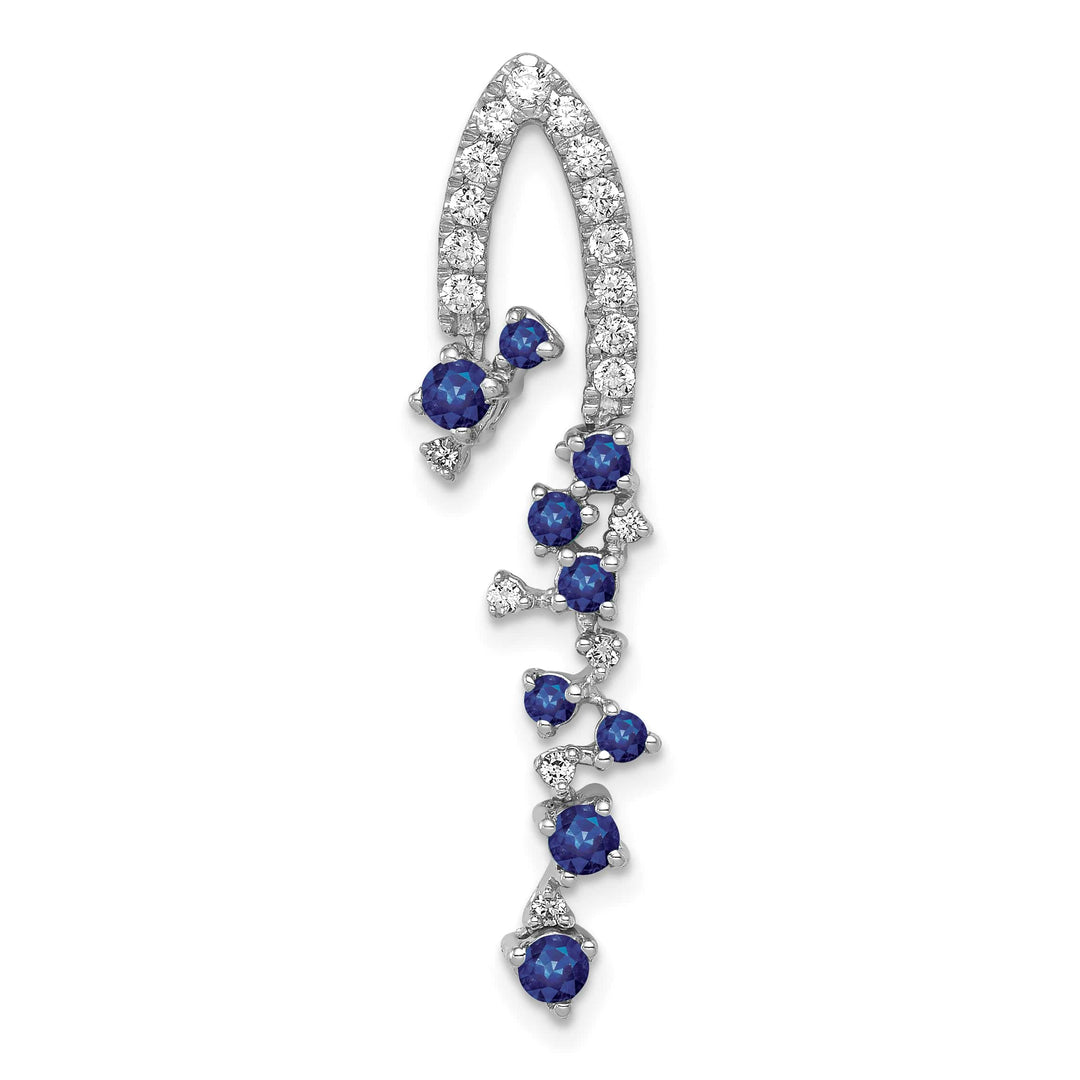 14K White Gold 1/5 ct Lab Grown Diamond & Blue Sapphire Slide Pendant