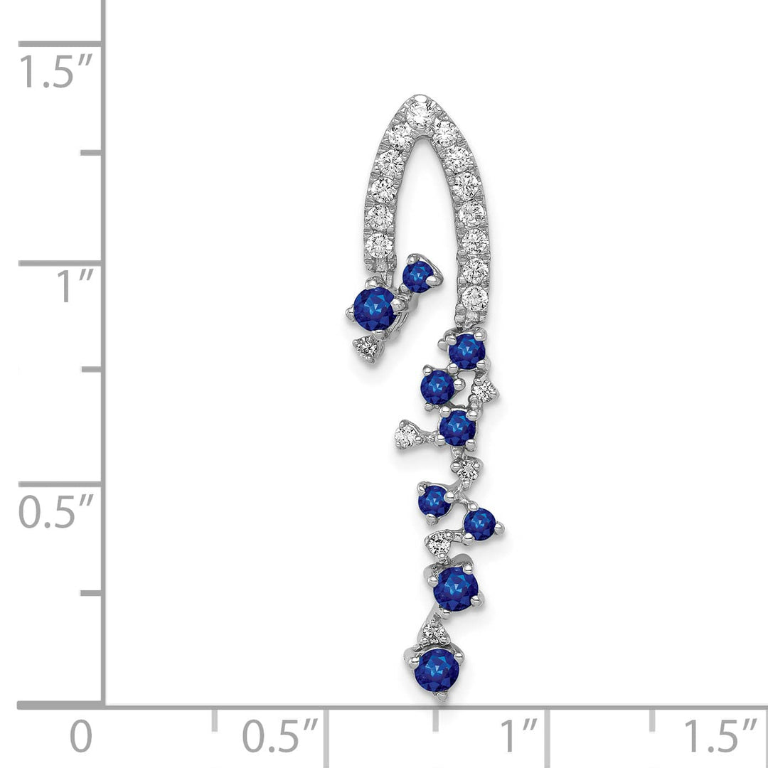 14K White Gold 1/5 ct Lab Grown Diamond & Blue Sapphire Slide Pendant