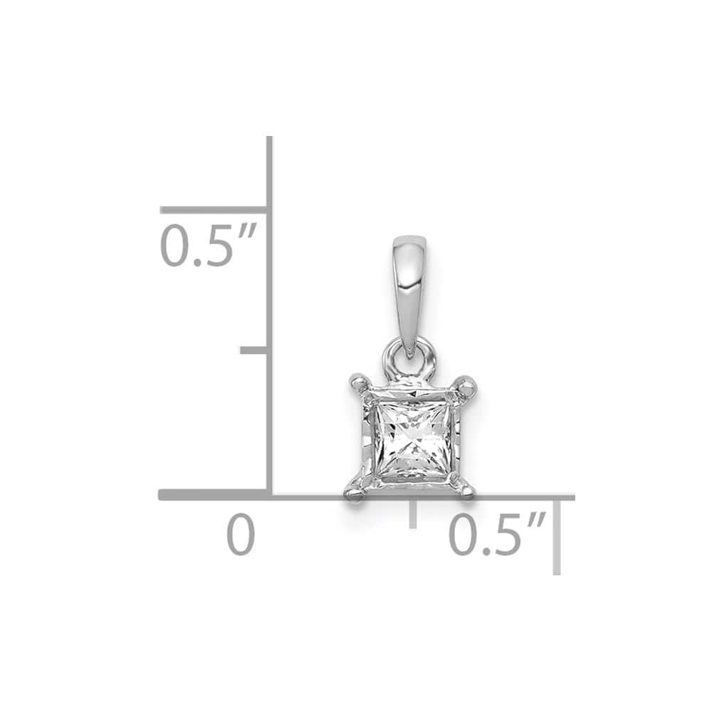 14K White Gold 1/5 ct Princess Diamond Square Pendant