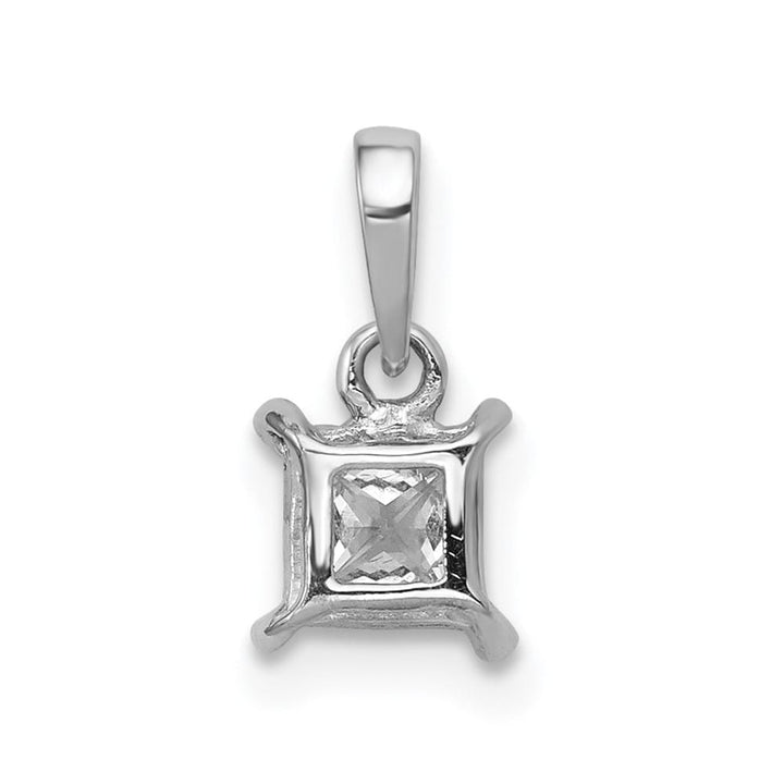 14K White Gold 1/5 ct Princess Diamond Square Pendant