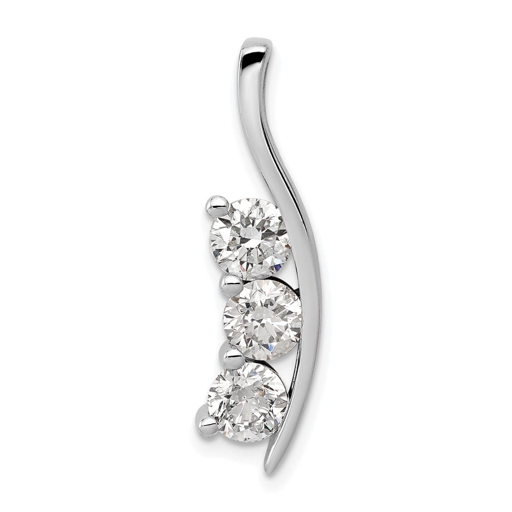 14K White Gold 1.5 ct Three-Stone I1 Clarity Diamond Chain Slide