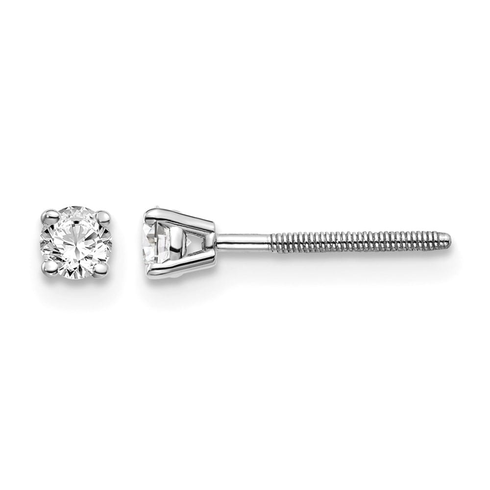 14K White Gold 1/5 ct VS2/SI1 G-I Diamond Screw Back Stud Earrings