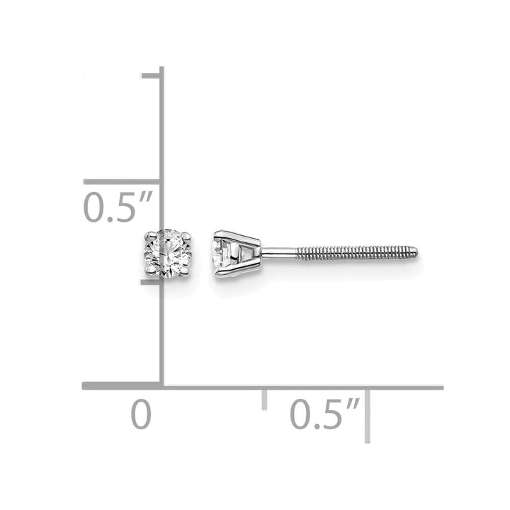 14K White Gold 1/5 ct VS2/SI1 G-I Diamond Screw Back Stud Earrings