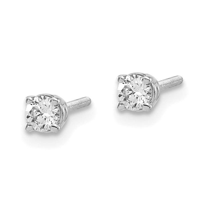 14K White Gold 1/5 ct VS2/SI1 G-I Diamond Screw Back Stud Earrings