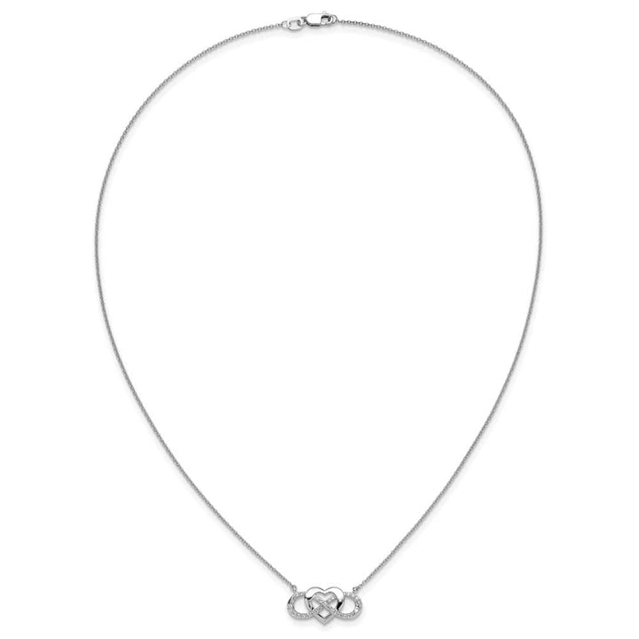 14K White Gold 1/5 Diamond Infinity with Heart 18 inch Necklace