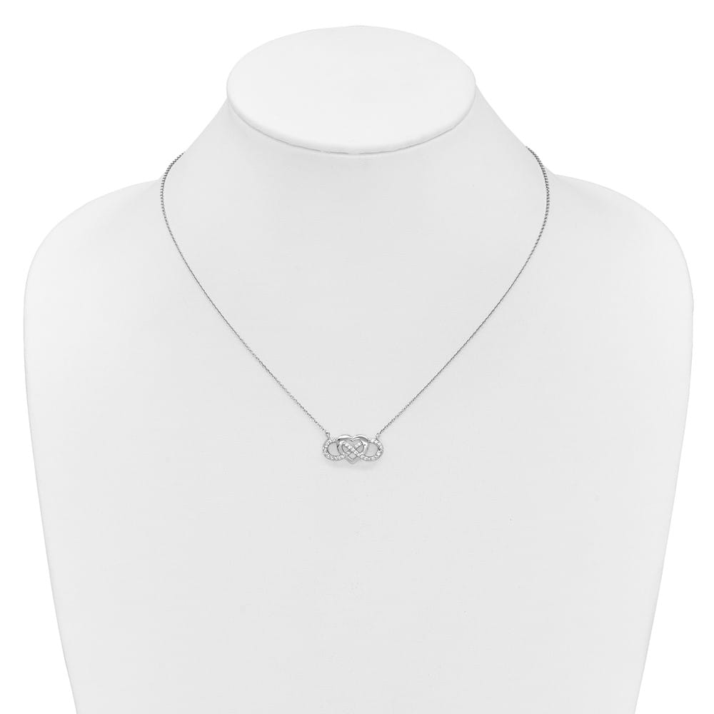 14K White Gold 1/5 Diamond Infinity with Heart 18 inch Necklace