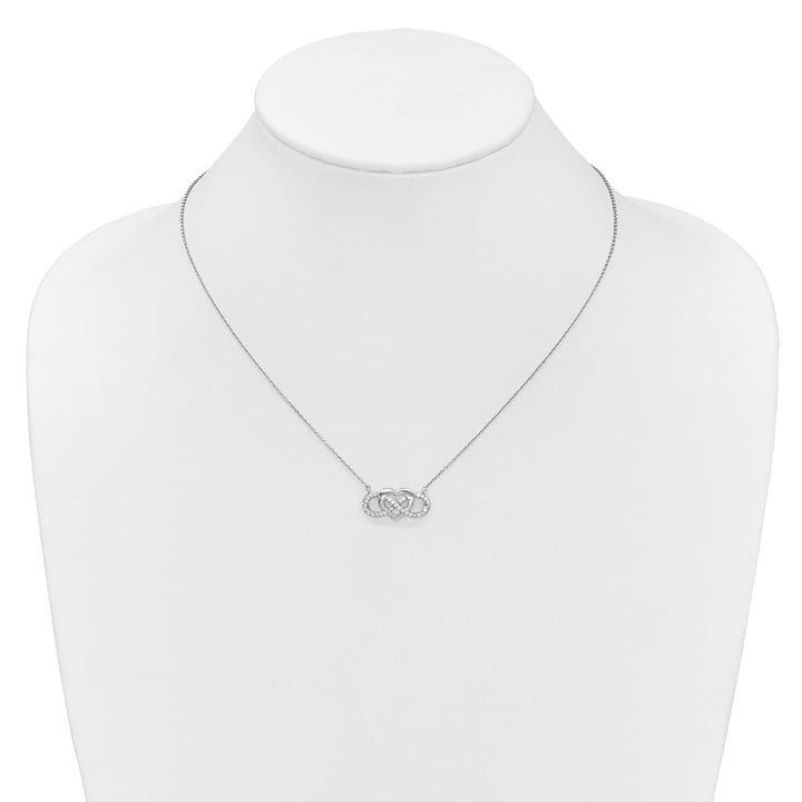 14K White Gold 1/5 Diamond Infinity with Heart 18 inch Necklace