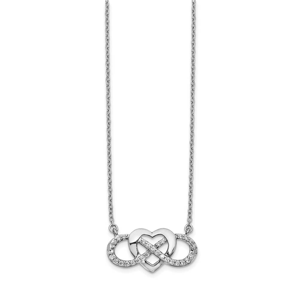 14K White Gold 1/5 Diamond Infinity with Heart 18 inch Necklace