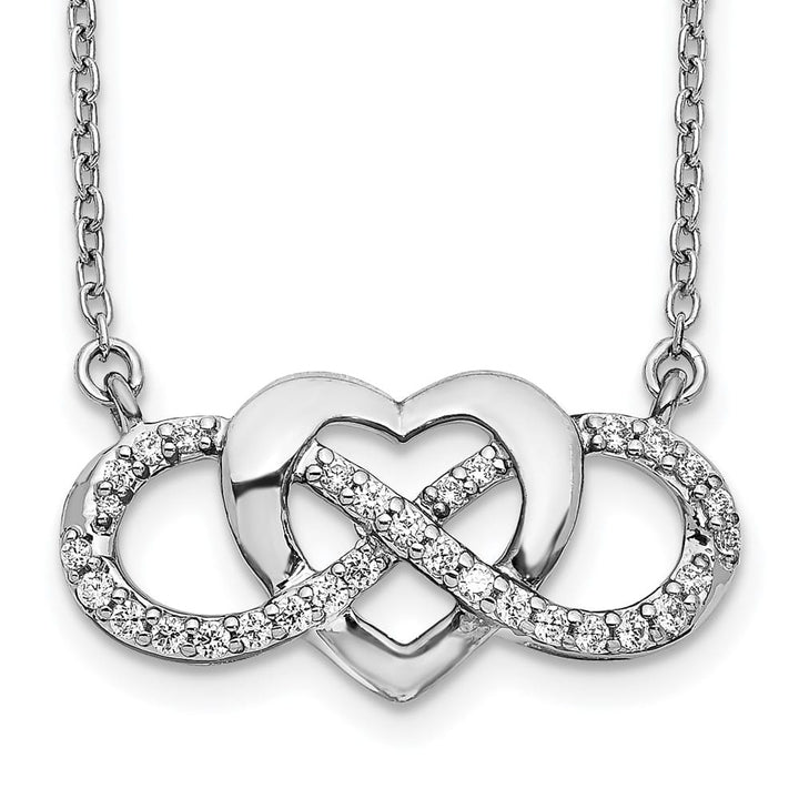 14K White Gold 1/5 Diamond Infinity with Heart 18 inch Necklace
