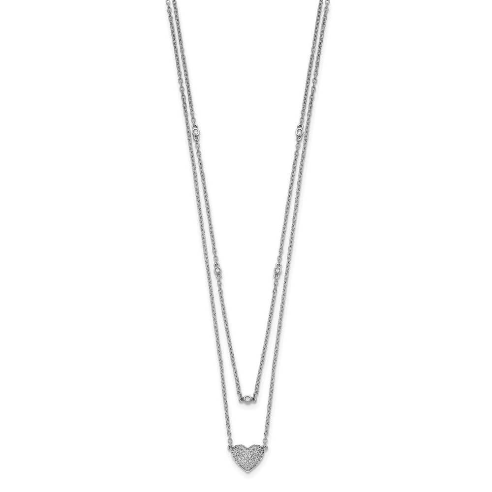 14K White Gold 1/5 Pave Diamond Heart 18 inch Necklace