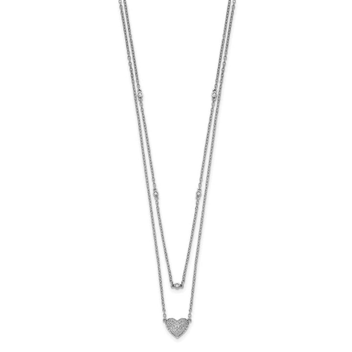 14K White Gold 1/5 Pave Diamond Heart 18 inch Necklace